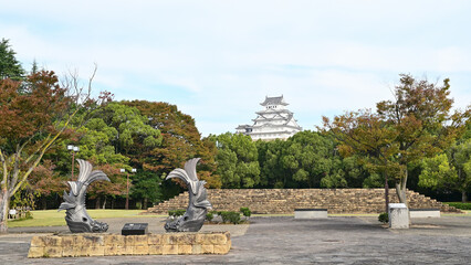 Obraz premium 城見台公園と姫路城の風景 兵庫県姫路市