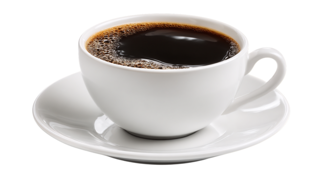 A cup of black coffee, showcasing its rich color and inviting aroma, perfect for a morning boost or a relaxing break
