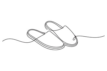 Obraz premium Minimal continuous line art of home slipper footwear 
