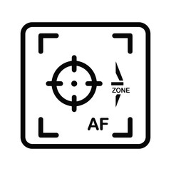 Camera autofocus zone selection icon with target reticle