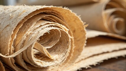 Recycled paper fiber rolls showcase sustainable materials for eco-friendly projects