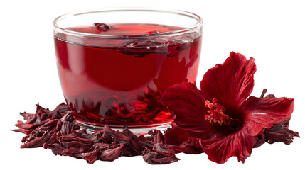 Refreshing hibiscus tea, a vibrant red beverage with a delicate floral aroma, perfect for a summer day or a soothing evening drink
