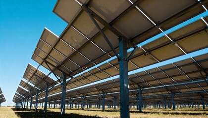 Rows of Solar Panels from Below