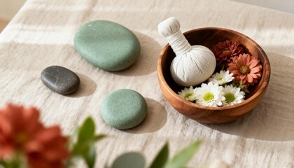 Spa Stones and Flowers Arrangement