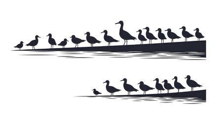 Ilustración de silueta de pingüino, forma animal en blanco y negro, diseño de aves antárticas, arte vectorial de vida silvestre, símbolo de la naturaleza, dibujo de pingüino aislado, icono gráfico