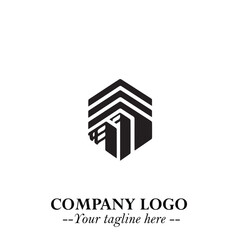 Building Logo Symbol in Black on the White Background with Modern Minimal Architecture Design