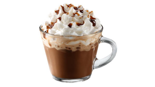 A glass of mocha with whipped cream and chocolate syrup a perfect treat for any time of day enjoy the rich flavor