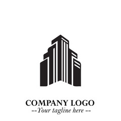 Building Logo Symbol in Black on the White Background with Modern Minimal Architecture Design