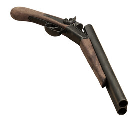 sawn off shotgun isolated on transparent background