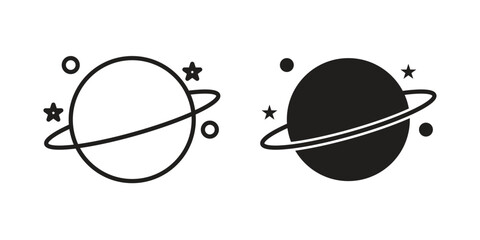 Planet saturn icon logo design element. minimalist style icons © Raj