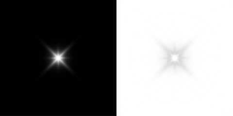 Png white star light, sparkle. Yellow light effect. Shining light with yellow gold color. Png spotlight spark.Vector transparent sunlight special lens flare light effect