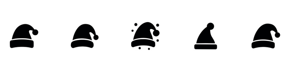Christmas hat. Christmas hat set. Christmas decoration. Santa hat. Vector Illustration. EPS 10