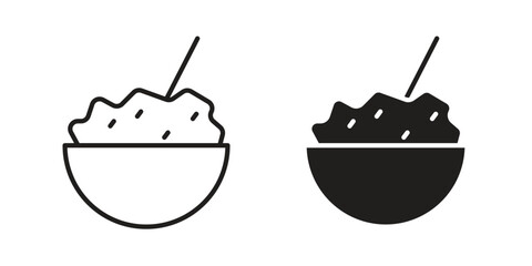 Rice bowl icon logo design element. minimalist style icons