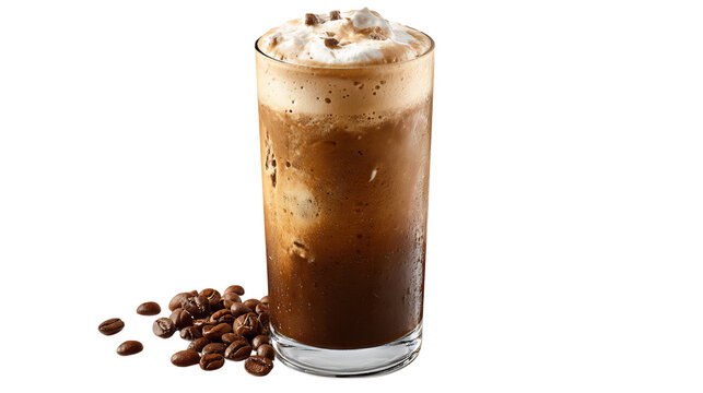 Iced coffee with coffee bean, a refreshing and caffeinated beverage, perfect for a hot day, offering a delightful coffee experience