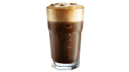 A refreshing glass of root beer with a frothy head, , perfect for a hot day or as a classic soda fountain treat