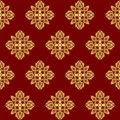 Flat style design, Vector illustration, Thai ethnic patterns, traditional, cultural, Damask floral ornament.