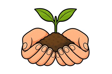 Hands Holding Soil with Sapling