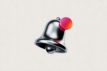 Metallic Bell Icon with Gradient Notification Dot on Light Textured Background alert sound