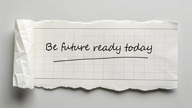 A handwritten quote on paper offering future ready advice