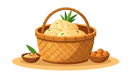 Fototapeta premium Delicious Pineapple Dessert in a Basket - A Sweet Treat.