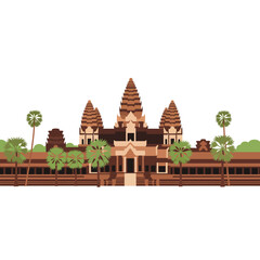 Angkor Wat Cambodia Vector Flat