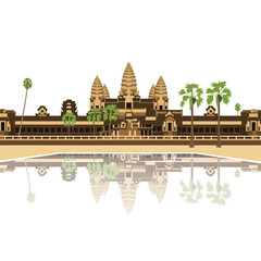 Angkor Wat Cambodia Vector Flat