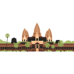 Angkor Wat Cambodia Vector Flat