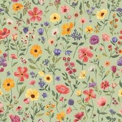 Colorful Botanical Bloom Repeat Design