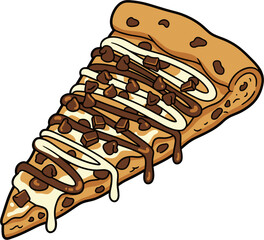 Appetizing Dessert Pizza Slice with Clean Chocolate and Cream Drizzle