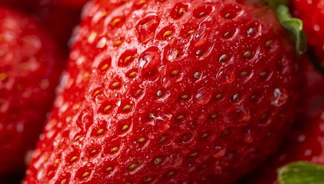 Scarlet Berry Burst. A Symphony of Textures and Light, with Vivid Red Hues and Sparkling Water.