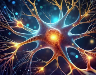 microscopic view of a neuron showcasing intricate cellular structures