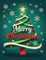 Festive Christmas Tree with Star and Snowflakes