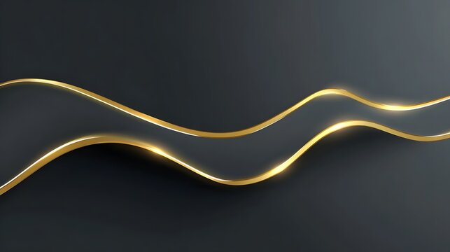 Elegant abstract design featuring luminous gold waves and curves against a deep textured dark background conveying sophistication and dynamic flow