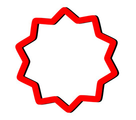 Red starburst outline badge for sale labels, highlight stickers, discount tags, promotions, and graphic design overlays