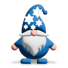 Cute Blue White Gnome with star of David on a hat