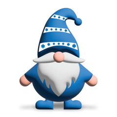 Cute Blue White Gnome with star of David on a hat