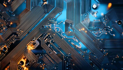 close up view of intricate circuit board pathways