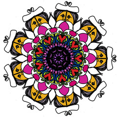 Foral Mandola Pattern Style Flowers Gentle. Hand-drawing Seamless Pattern Design Background.Geometry Seamless Pattern Ethnic Indian Asia Ornament Flowers,Flower Colorful.