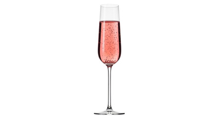 Isolated flute of rosé champagne ready for a celebration, cheers and a toast moment