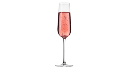 Isolated flute of rosé champagne ready for a celebration, cheers and a toast moment