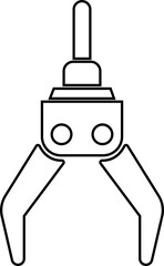 Grabber Robotic Arm Icon Industrial Claw, Mechanical Hand, Automation Tool, Factory Robot, and Engineering Machine Symbol Vector in Black Color Line Style