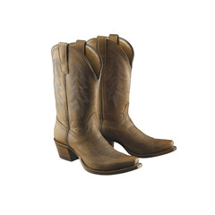 Brown leather cowboy boots