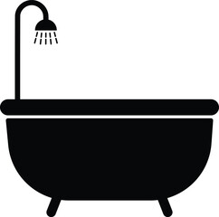 Bathtub Silhouette, Bathroom Vector Illustration