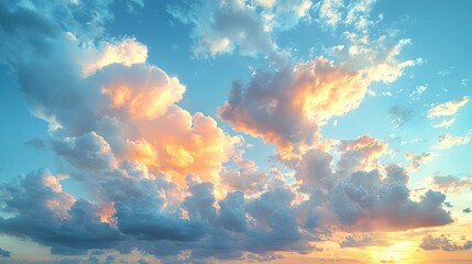 Dramatic sunset sky with vibrant clouds.