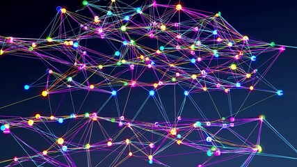 detailed 4k 3d animation visualizing deep neural network structures colorful nodes connections symbolizing artificial intelligence thought processes futuristic digital brain systems - Powered by Adobe