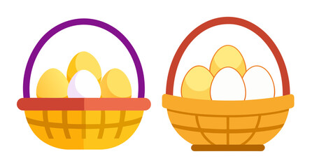 Fototapeta premium Two baskets filled with eggs simple art representation