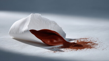 piece of rich delectable chocolate resting on pristine white paper creates inviting visual