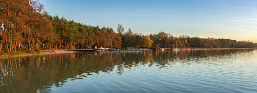 lake Lubikowo in autumn. Poland. Europe 