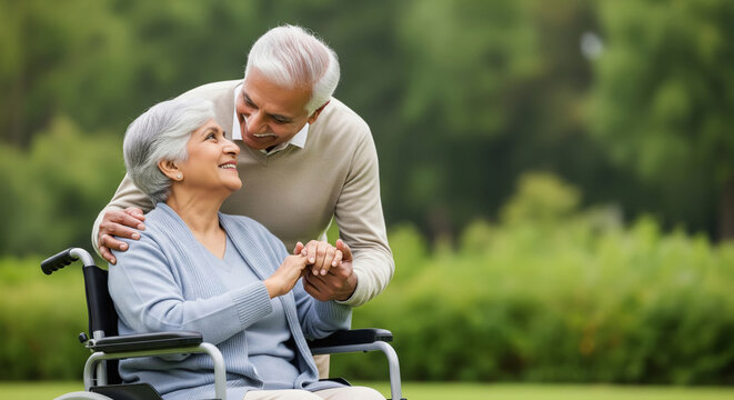 Loving Senior Couple Sharing Tender Moment Outdoors