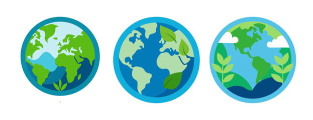 Three colorful earths representing global environmental awareness